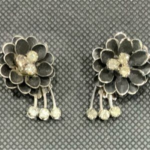 Antique silver and rhinestone earrings. Clip